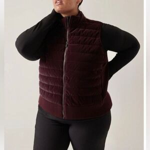Athleta Vest Hanover Hybrid Puffy Puffer Full Zip Spiced Cabernet Maroon NWT 1X